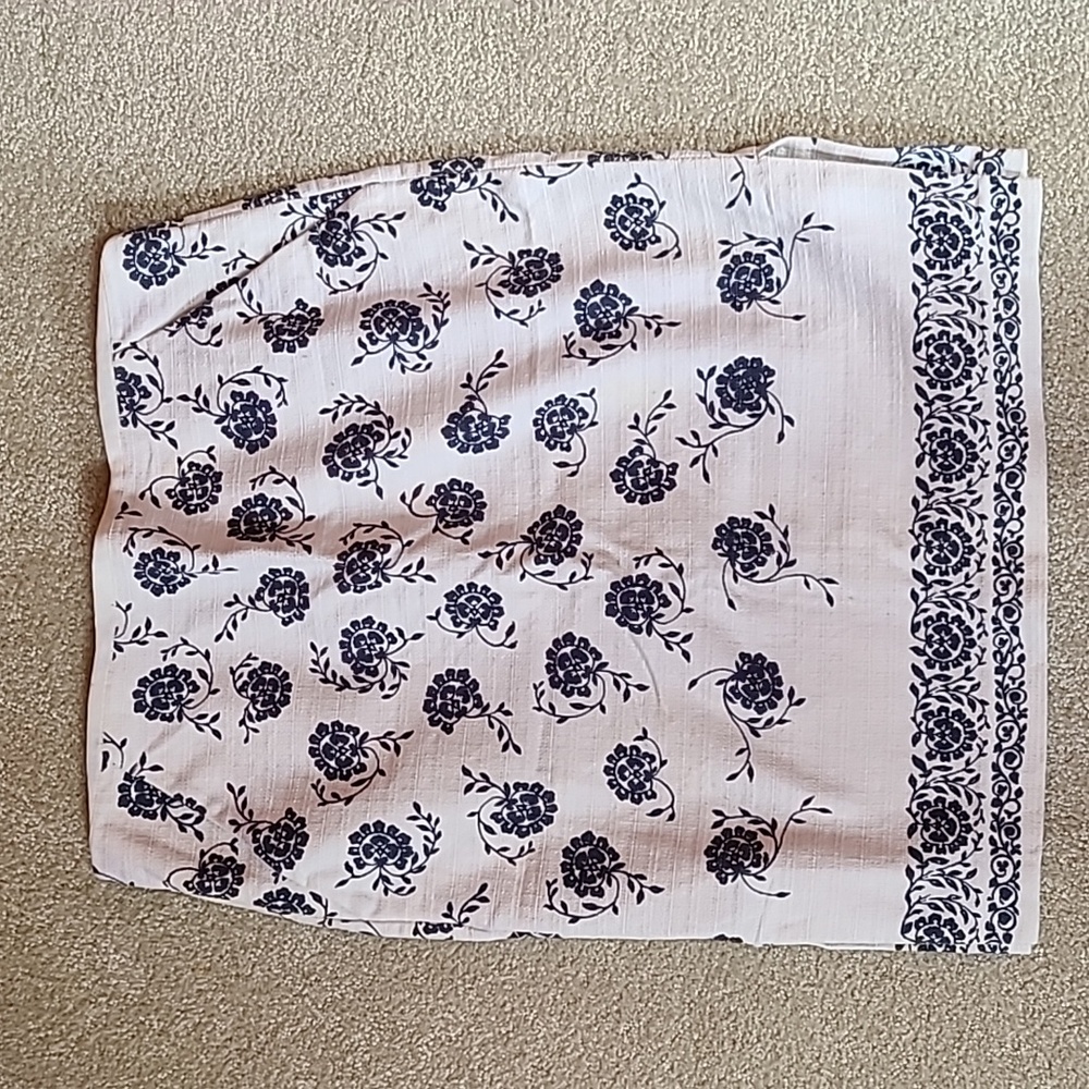 Floral Print White and Blue Skirt